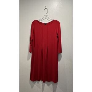 J. Jill Wearever Collection Size XS Red 3/4 Sleeve Pleated Dress Stretch Work